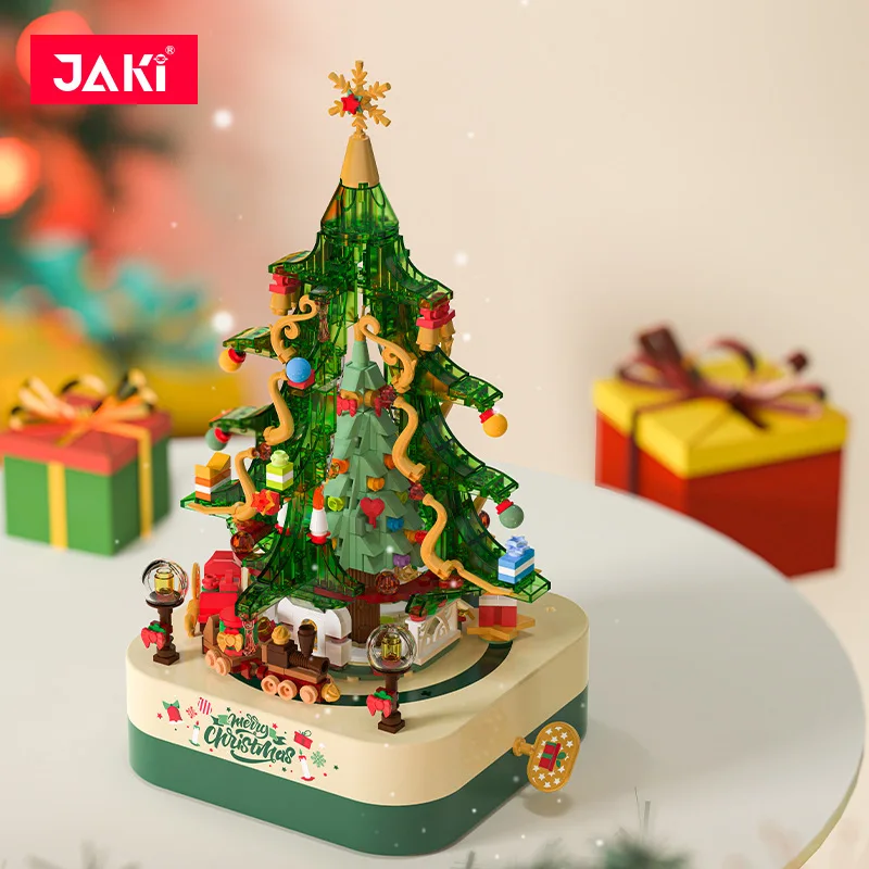 JK-1318 Christmas series Christmas tree music box creative decoration model men\'s and women\'s Christmas building blocks toys