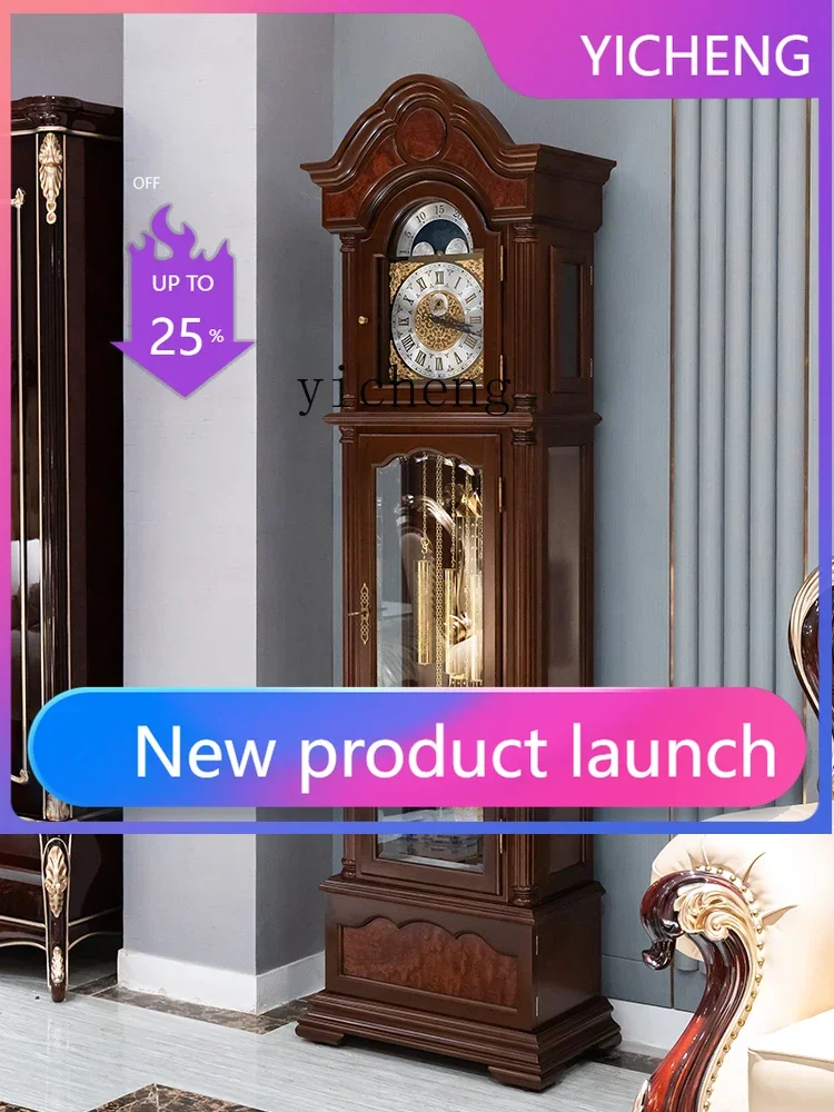 

LYY the Grandfather Clock Living Room Villa Mechanical Solid Wood Pendulum Clock Chinese Retro Standing Grandfather Clock