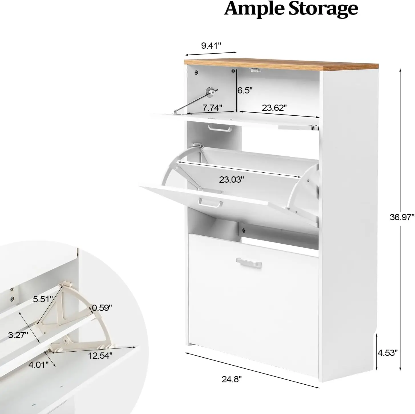 Shoe Cabinet Storage for Entryway, Hidden Shoe Cabinet with 2 Flip Drawers & Drop-Down Door