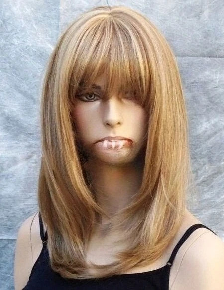 

Смесь прямых волос Heat OK Full Wig Bangs GOLDEN Blonde mix LP 14-22