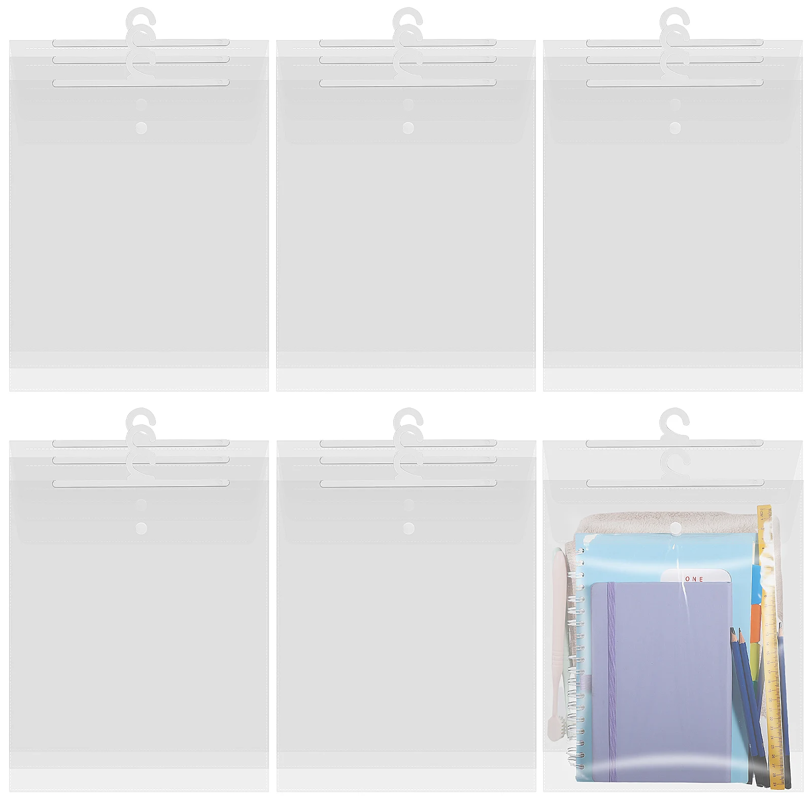 

Hanging Storage Bag Hangers Clear Plastic Bags for Library School Supplies Transparent Organizer Travel