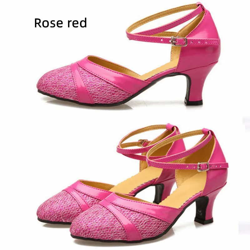 Women Latin Dance Shoes Ballroom/Outdoor Tango Modern Party Dance Shoes 3.5/5.5/7CM High Heels Closed Toe Salsa Shoes