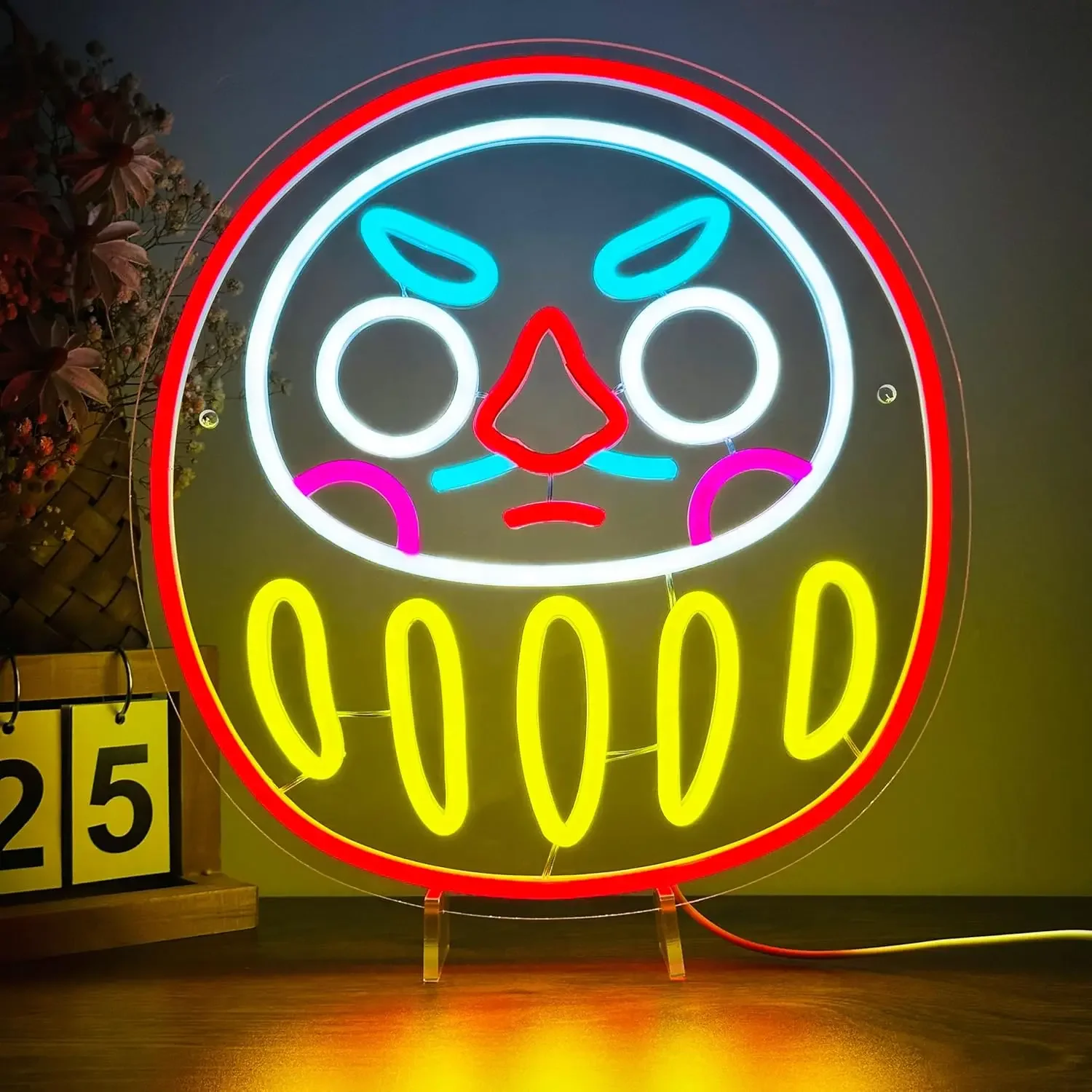 

Daruma Wish LED Neon Sign USB Powered Dimmable Japanese Lucky Charm Neon Light for Home Office Gaming Setup Decor Culture Gift