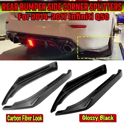 Q50 Car Rear Bumper Side Corner Splitters Spoiler Aprons For Infiniti Q50 2014-2017 Rear Bumper Lip Diffuser Splitters Guard