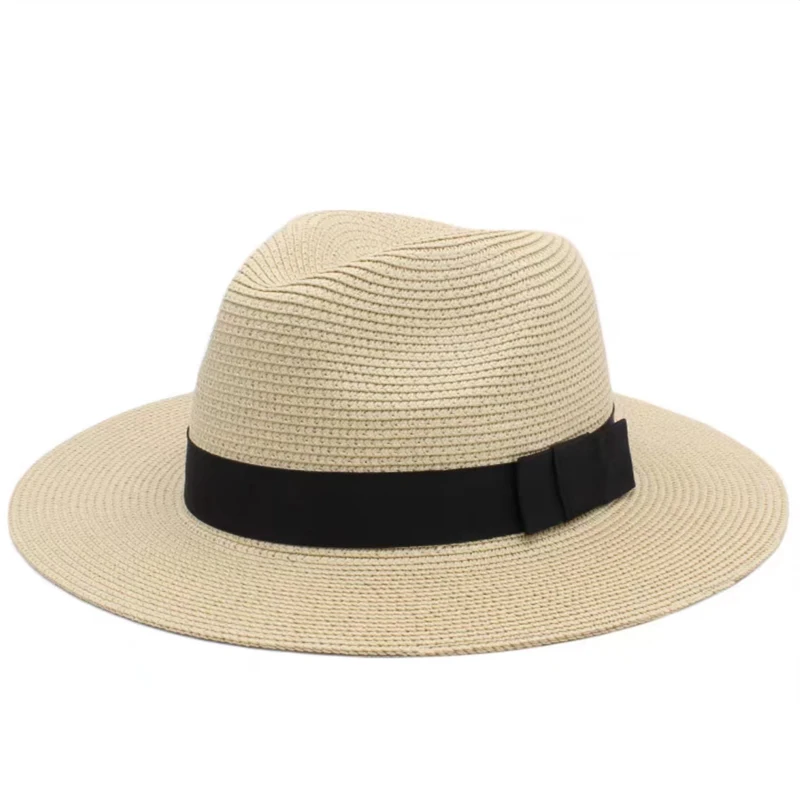 Große Größe 56-58 59-60 cm Neue Natürliche Panama Stroh Hut Sommer Männer Frauen Breite Krempe strand UV Schutz Fedora Sonnenhut Großhandel – Detail 27