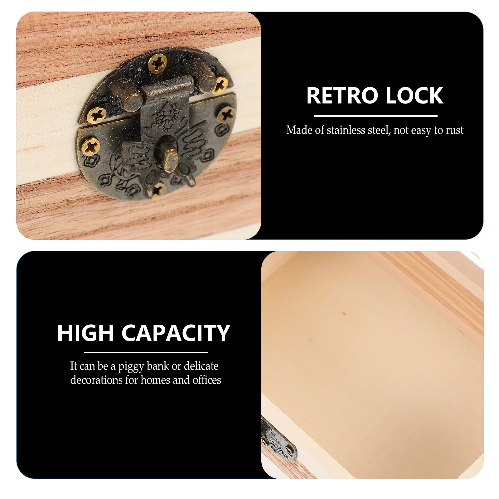 

1Pcs Solid Wood Piggy Bank Change Case Durable Coin Storage Box Kids Saving Chest Decorative Home Storage Wooden Piggy Bank