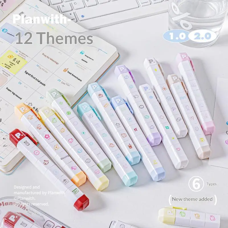 Kawaii Multi Section Seal Pen, Multilink Mood Stamp, INS Style Cute Journal Stamp Pen, Fun Decorative Tool for Accounting Scrapb