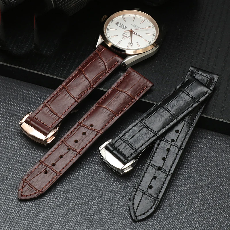 Genuine Leather Watch Strap For Omega Watch Speed Seamaster Band Strap Deployant Clasp  Men Watchband 18mm 20mm 21mm 22mm