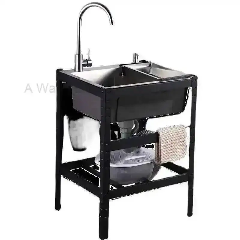 

Sink Thickened Stainless Vegetable Steel Floor-standing Kitchen Basin Single-slot Kitchen Accessories Commercial Washing Basin