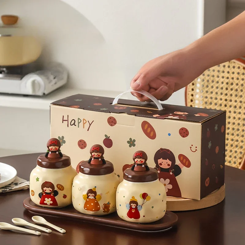 

Бытовая керамическая банка для приправ, комбинированный набор MSG, банка для хранения соли и сахара, кухонное хранилище