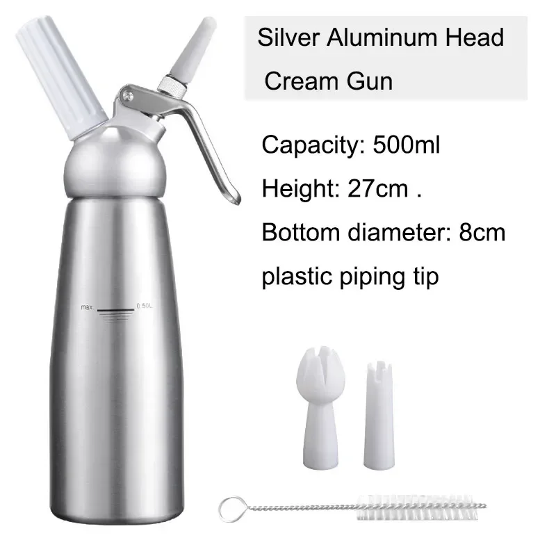 304 Stainless Steel Cream Gun Foamer Coffee Snow Top Decoration Gun Commercial Siphon Bottle Cream Spray Gun All Aluminum