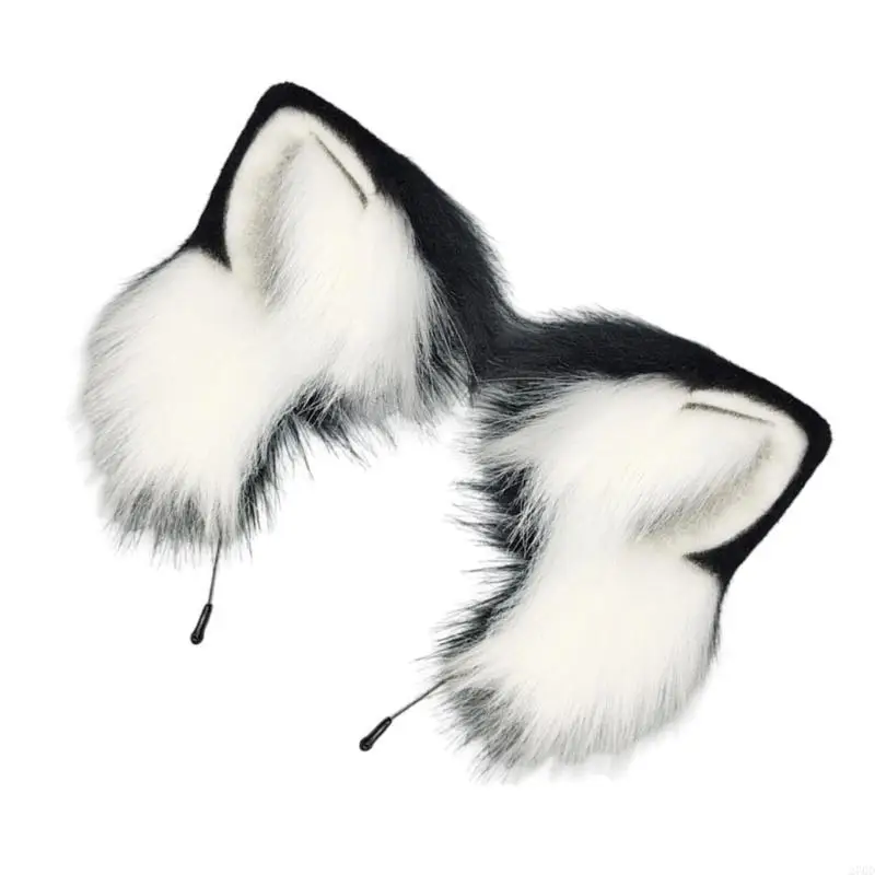 Diadema con orejas animales felpa para celebración Halloween, diadema personaje juego rol, accesorios