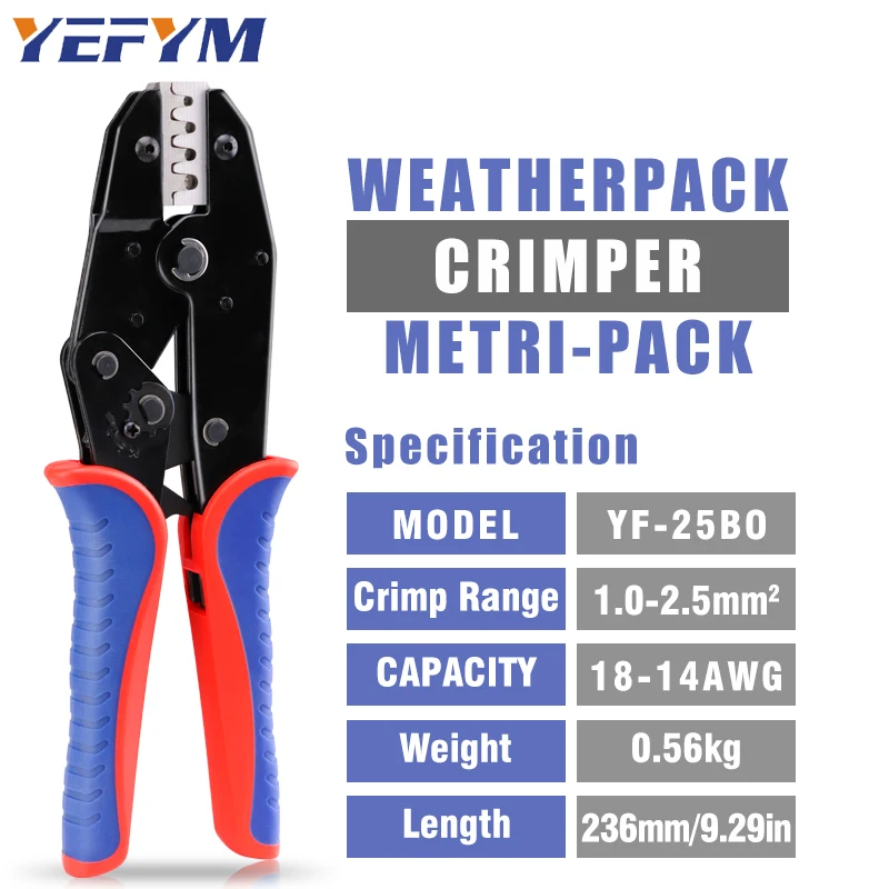 Waterproof Terminals Automotive Electrical ConnectorCrimping Tools YF-25BO 1-2.5mm²/18-14AWG Ratchet Saving Pliers YEFYM