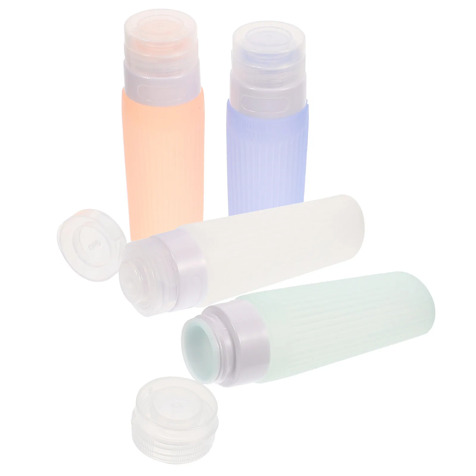 

Набор из 4 многоразовых дорожных флаконов: компактные силиконовые контейнеры для туалетных принадлежностей, герметичные, портативные, для жидкого мыла и солнцезащитного крема