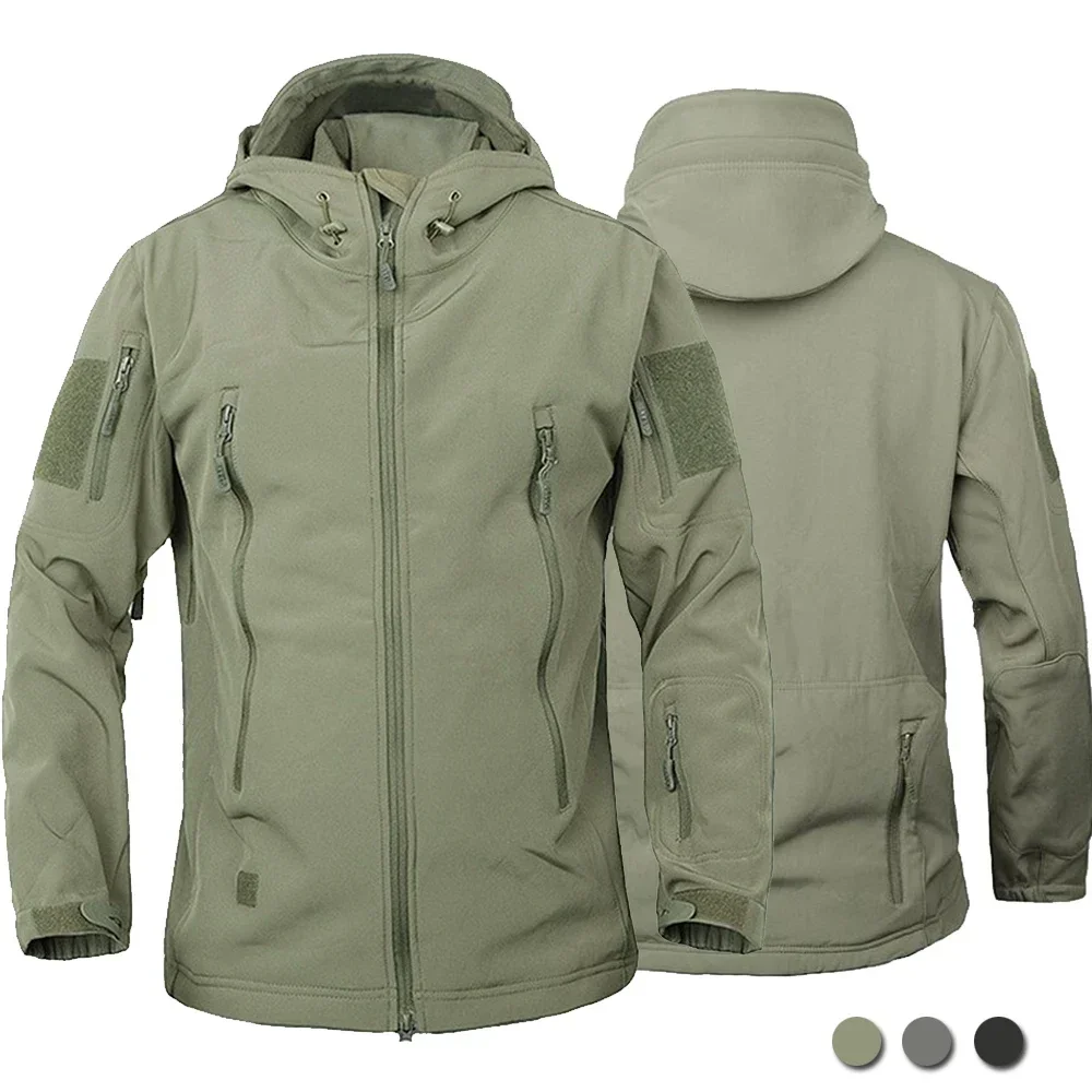 New Outdoor Jackets Men Shark Skin Soft Shell Tactical Waterproof Windbreaker Combat Jacket Mens Hooded Bomber Coats