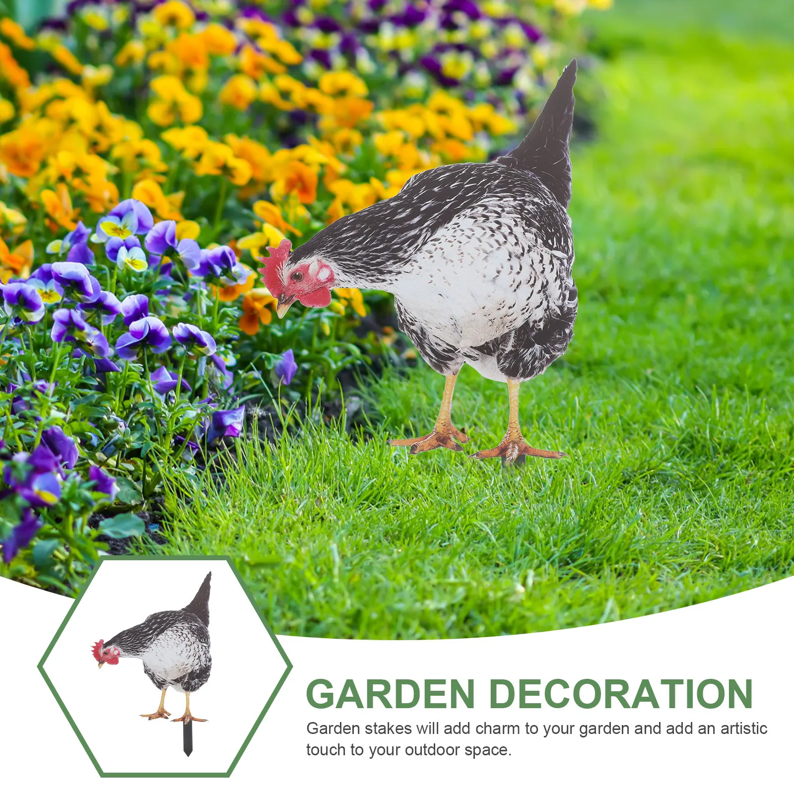 Chicken Yard Stake Realistic 3D Hen Garden Decoration Durable Outdoor Ornament for Lawn Pathway Rooster Yard Stakes