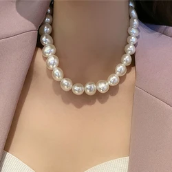 New Fashion White Imitation Pearl Collar Necklaces For Women Elegant Big Beads Choker Necklace Wedding Party Jewelry Accessories