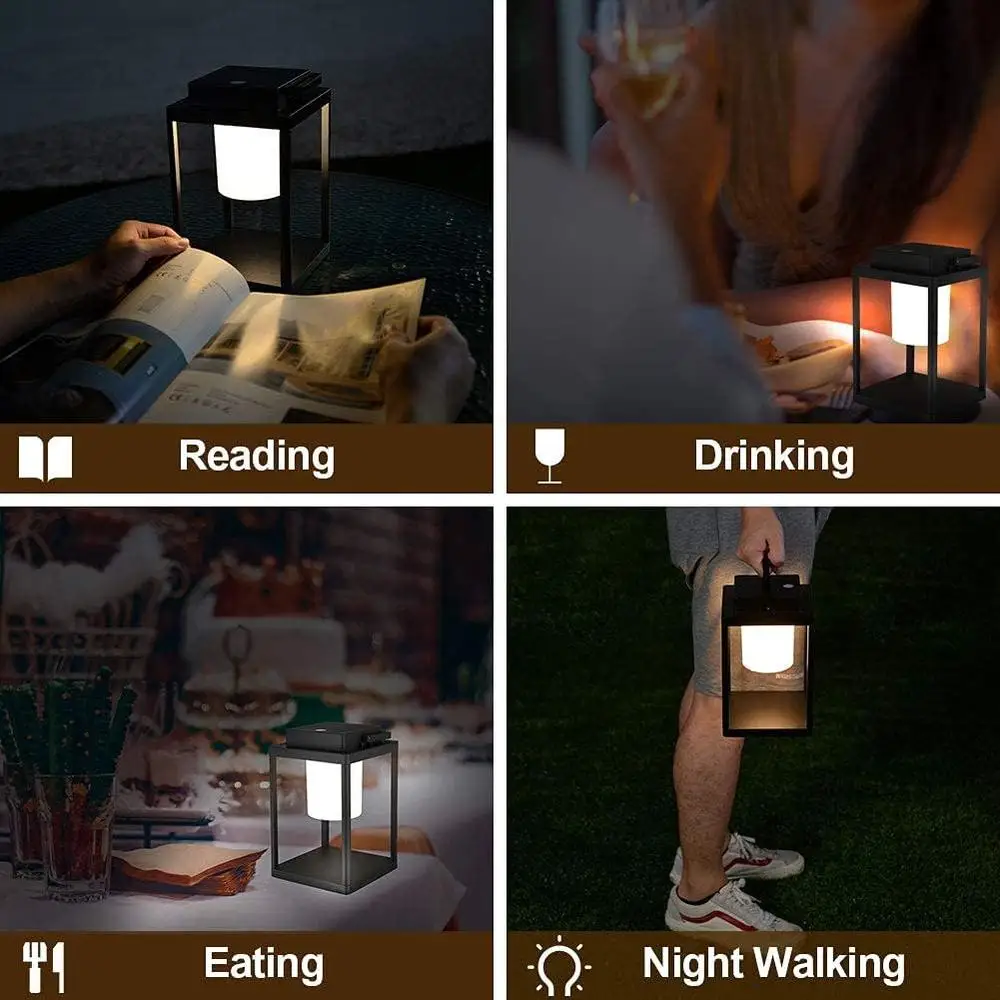 Portable Waterproof Outdoor Table Lamp Rechargeable 35W 350 Lumen 3-Level Touch Control Aluminum USB Charging Lantern