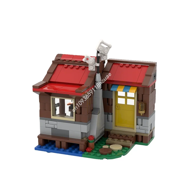 

243 детали MOC Alt Cozy Lakeside Cottage Creator 3 в 1, конструктор, модель, строительные блоки, рождественский подарок, игрушка, развивающая игрушка для детей, кирпичики