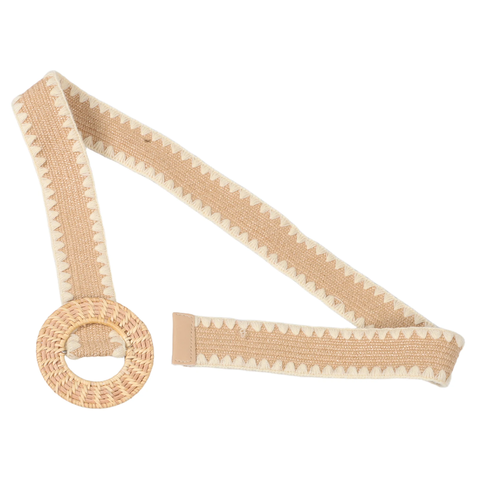 

Retro Boho Woven Belt for Women Beige Braided Cotton Adjustable Square Buckle Summer Beach Fashion Ladies Waist Belts