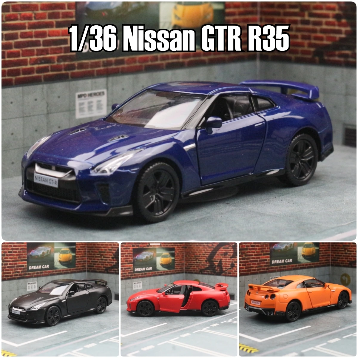 1/36 Nissan GT-R R35 Race Toy Car Model For Children RMZ CiTY 5'' Diecast Metal Vehicle Miniature Pull Back Collection Gift Boy