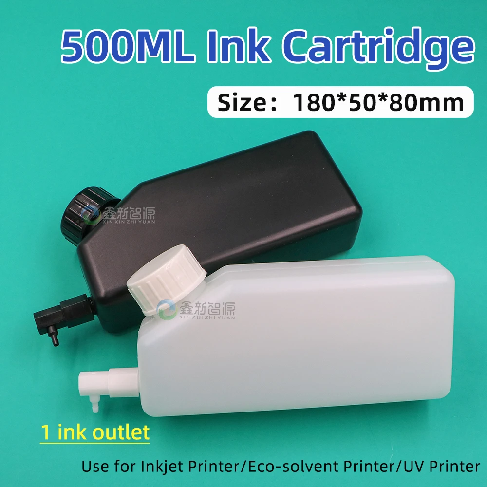 

500ML Ink Cartridge for UV Solvent Printer 1 Outlet Ink Bottle 500ml Bulk CISS Sub Ink Tank for Digital Printing Machine