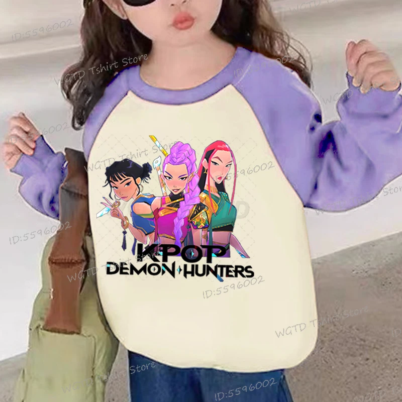 Kids Clothes Hot Movie Print Sweatshirts Harajuku Fashion Casual Toddler Girl Clothing Soft Cotton Girls Color-Block Tops