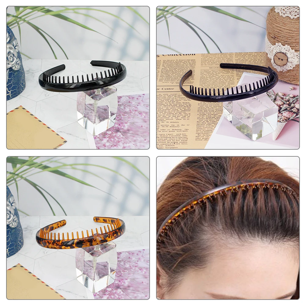 

2 Pcs Women's Hair Headbands Teeth Non Resin Fashion Daily Wear Workout Styling Hoops for Girls Headdress Accessory