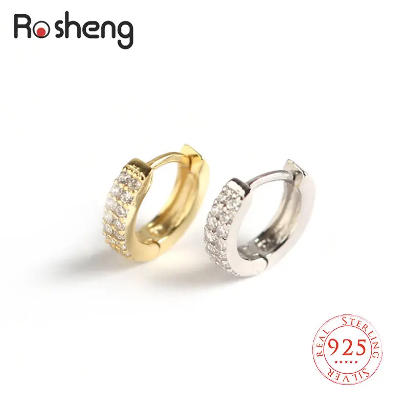 925 Sterling Silver Hoop Earrings Lab Diamond Sparkly Trendy Korean Small Earrings for Women Crystal Zircon Jewelry