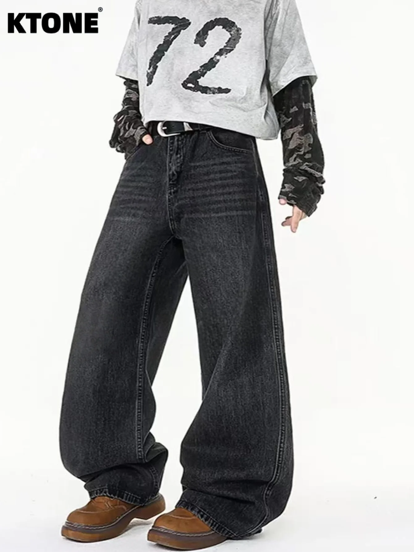 

Men's Original Black Baggy Jeans Light Retro Y2K For Dating Drip Casual Denim No accessories or belts included