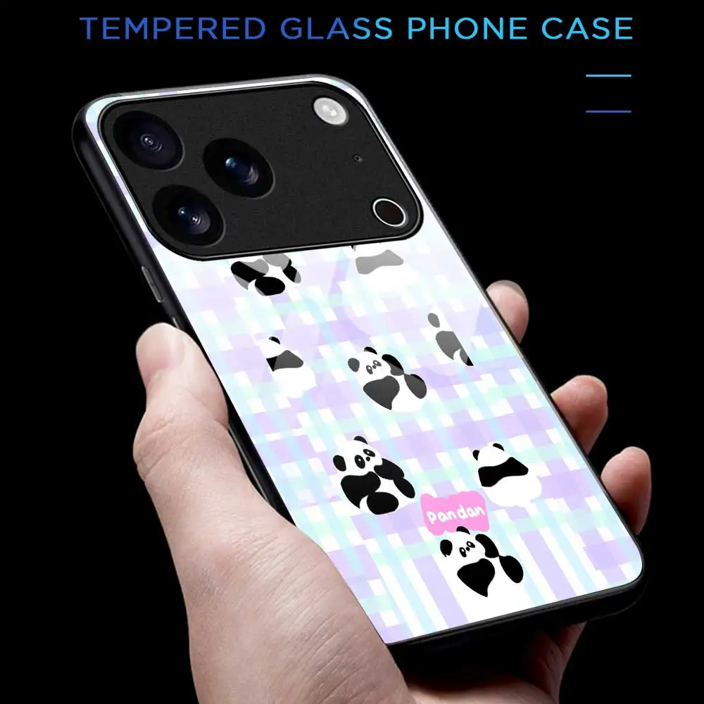 الباندا متقلب جراب هاتف آيفون 17 برو ماكس 17 الهواء 16 15 14 برو ماكس زائد 13 12 11 برو ماكس 16e XS ماكس XR X 7 8 غطاء زجاجي