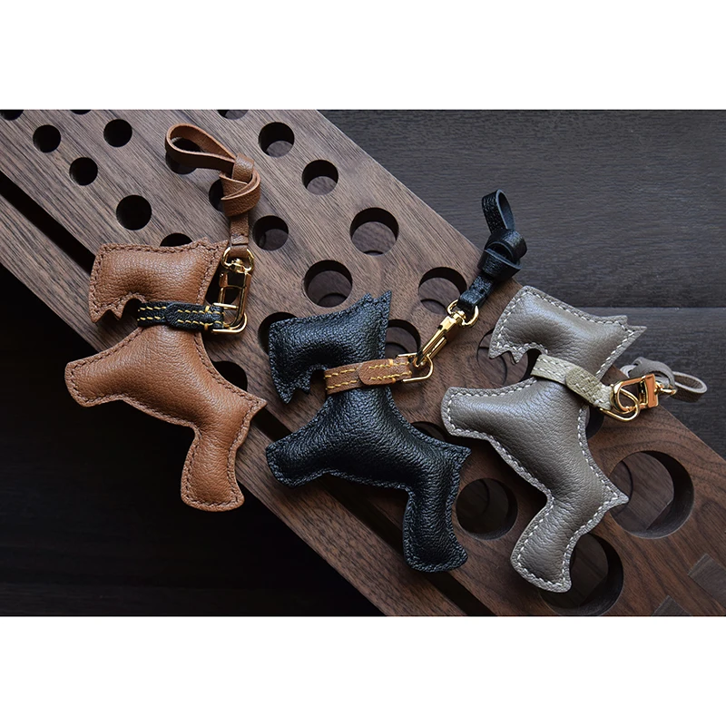 

Genuine Leather Dog Bag Charm Purse Charm Key Chain with Gift Box