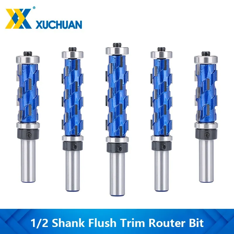 Fresa 12 mm Haste Nivelada Guarnição Fresa de Carboneto Sólido Espiral Rolamento Duplo Cnc Roteador Bit para Madeira