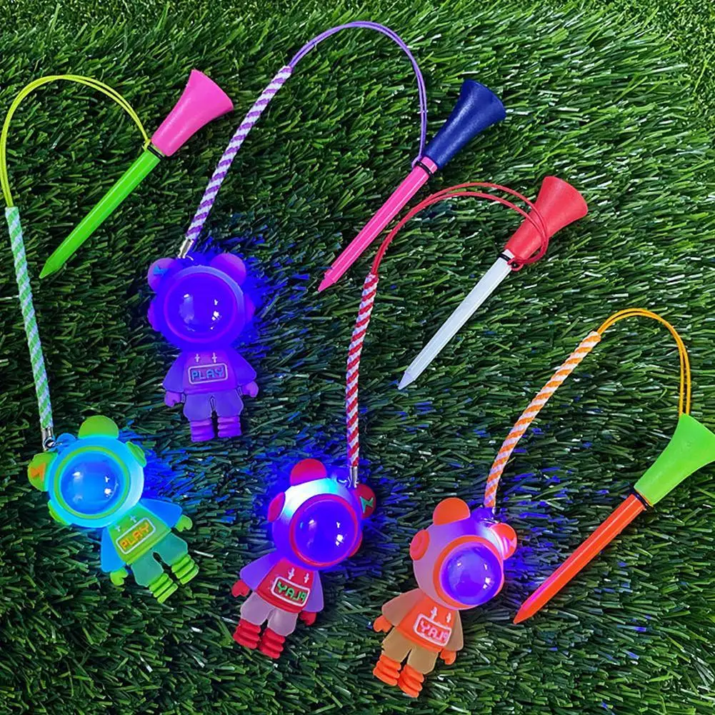 Cartoon Cute Golf Rubber Tees With Flashing Night Light Prevent Loss Golf Ball Holder With Braided Rope Outdoor Golf Accessories