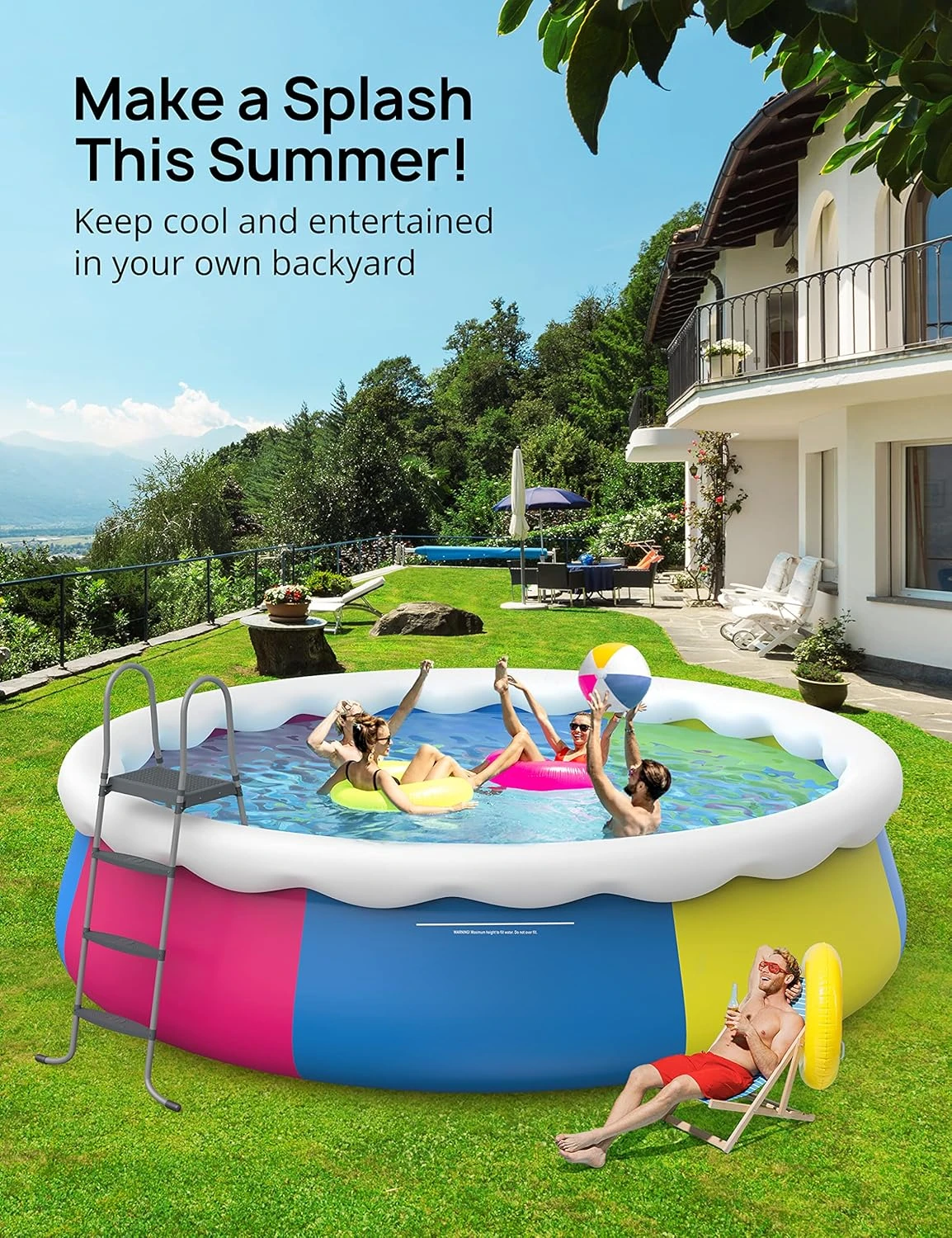 Inflatable Top Ring Swimming Pools 18ft*48in Round Pool Include Filter Pump Include Filter Pump Blue