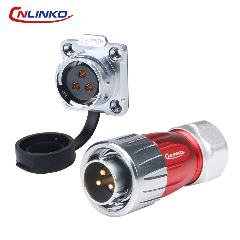 CNLINKO DH20 3 Pin Waterproof Metal Circular Connector IP68 M20 Solder Type Panel Mount for Robotics, UAV & Industrial Equipment