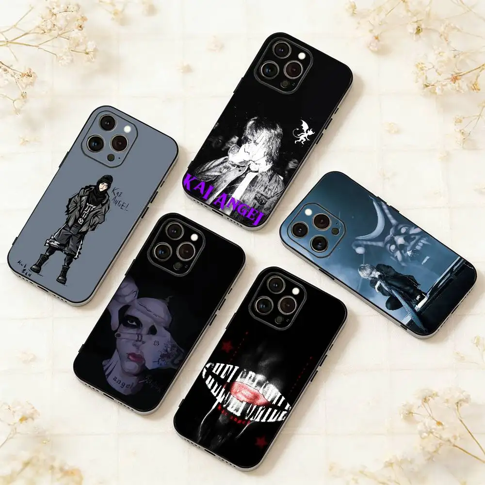Чехол для телефона Singer K-Kai Angel Damage для iPhone 17, 16, 15, 14, 13, 12, 11 Plus, Pro Max, XS, мягкий силиконовый, черный