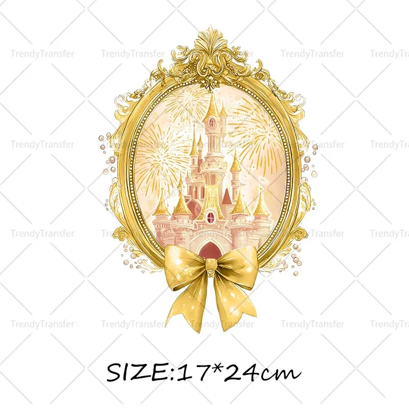 Kasteelprinsessen strik hittetransfer stickers strijk-op decals voor kleding thermische patches op T-shirts