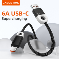 CABLETIME 6A USB A to USB C Cable 100W Super Charger Cable For Huawei Mate 60 XIAOMI Phone Fast Charging Cable