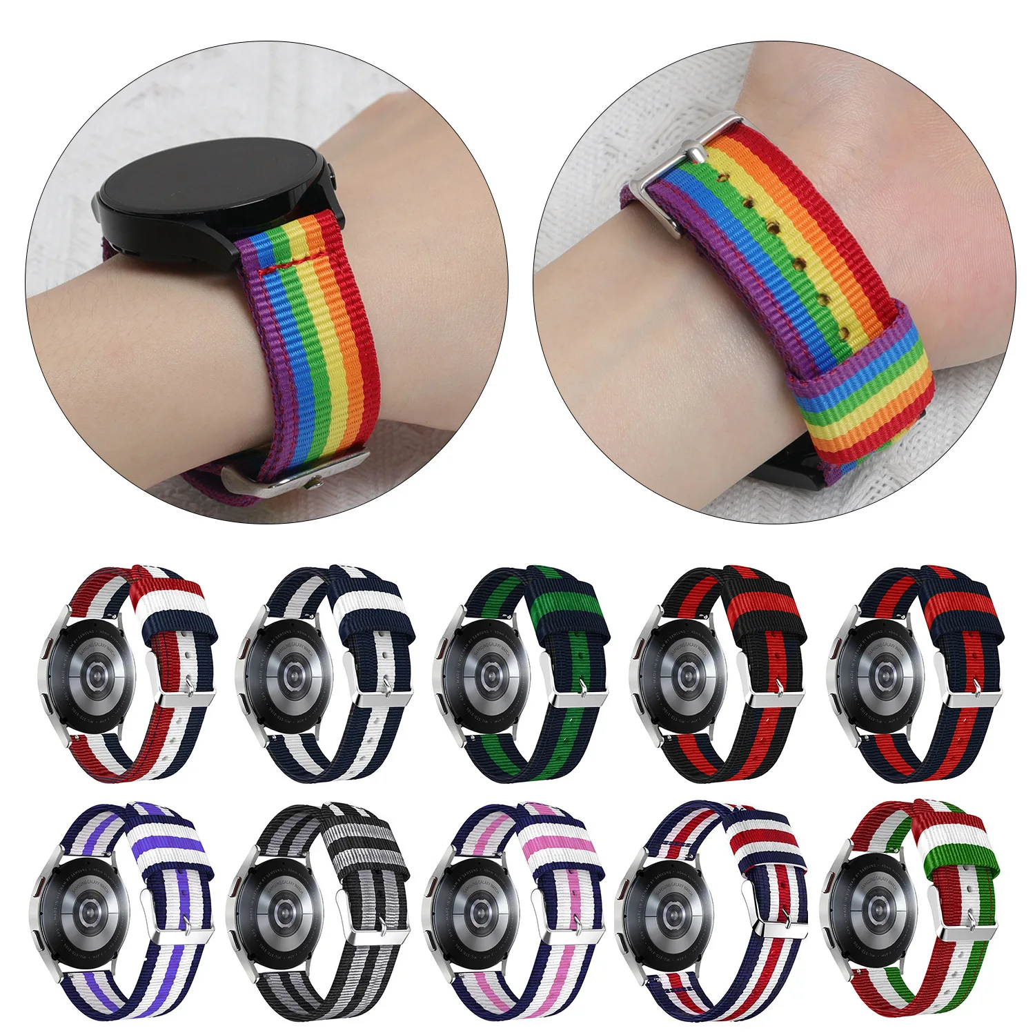 Ремешок нейлоновый для Samsung Galaxy watch 3 4 5 Gear S3 Amazfit GTR 2e 3 4, спортивный Воздухопроницаемый браслет для Huawei Watch 3 4