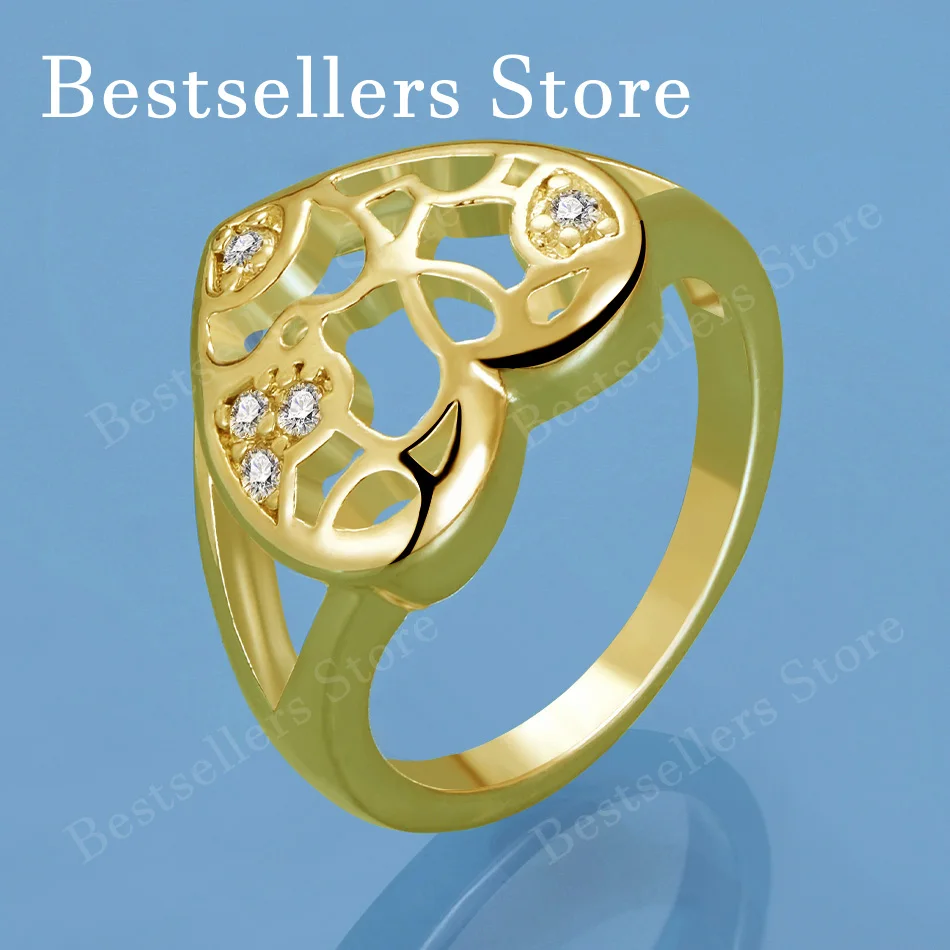 18K Gold-Plated Openwork Heart-Shaped Zircon Ring – Stylish Women’s Accessory, Perfect for Weddings and Gifts