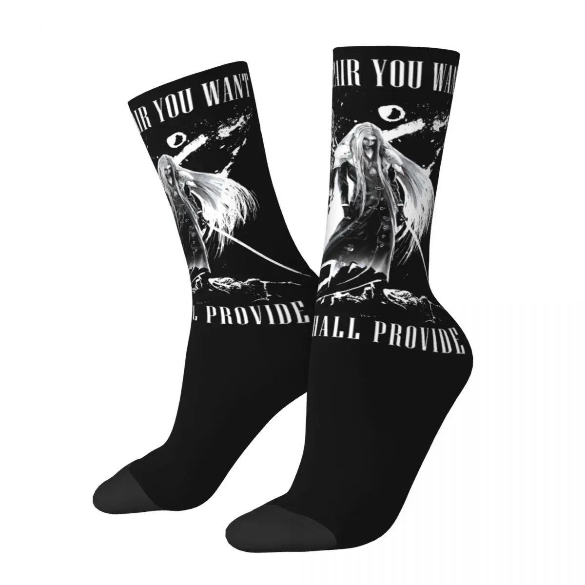 Sephiroth FF7 The One Winged Angel Final Fantasy Socks Men's Women's Casual Socks Novelty Spring Summer Autumn Winter Socks Gift