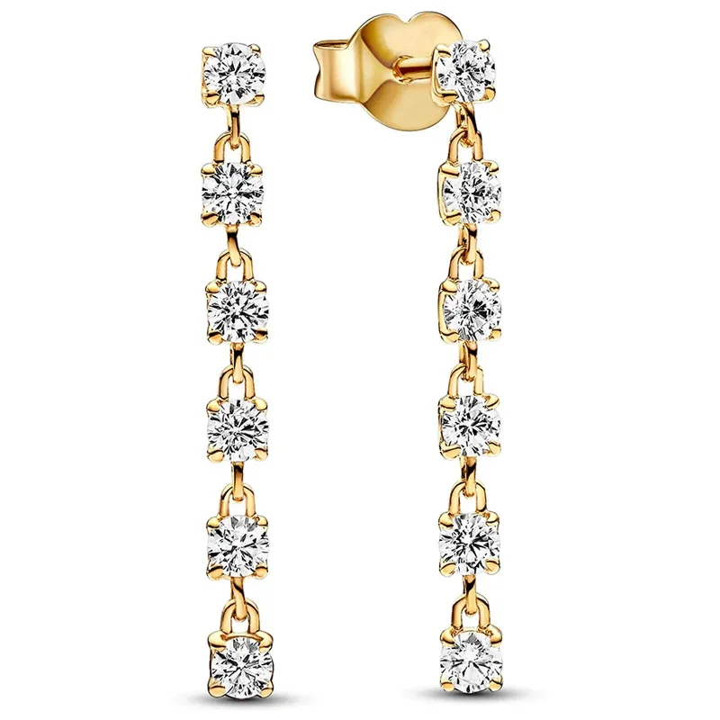 New 925 Sterling Silver Herbarium Cluster Timeless Single-row Pear Halo Stones Earring For Women Birthday Gift Fashion Jewelry