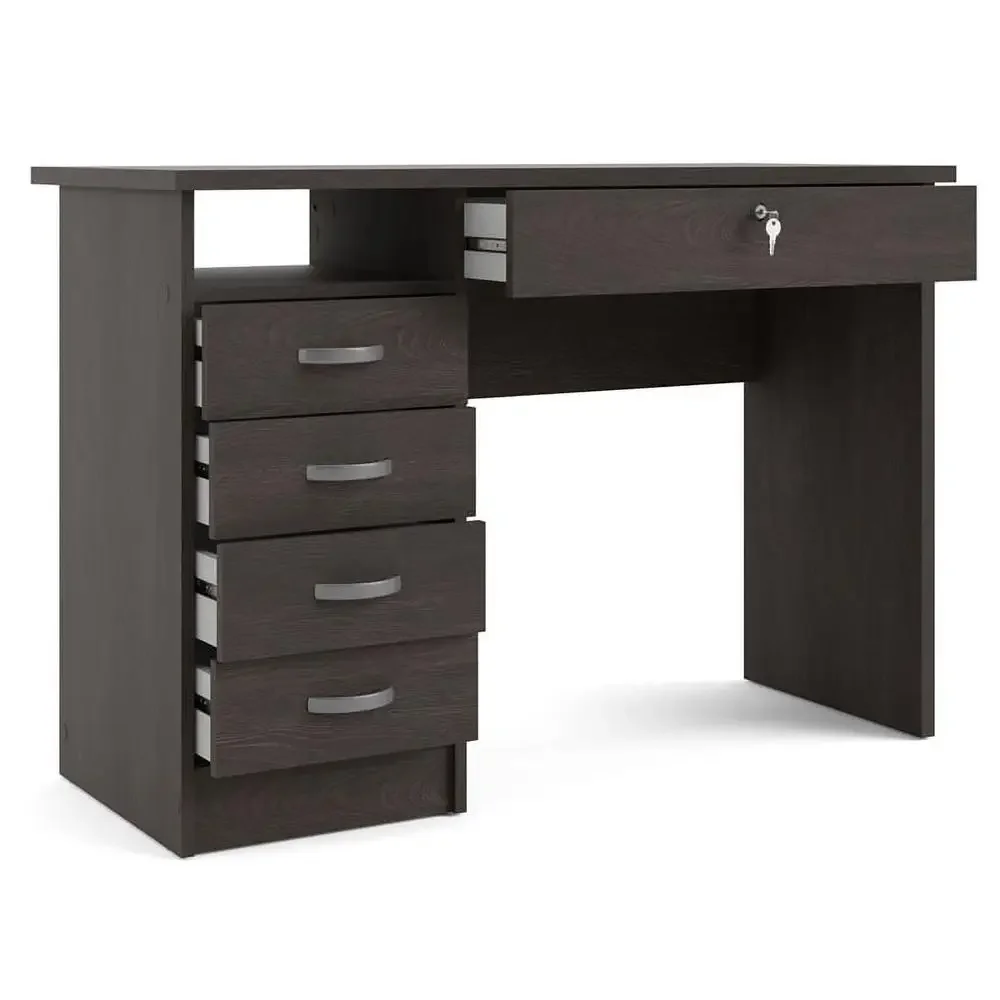 Walden Office Desk 5 proximité Wers, verrouillable, grand, MELStorage, chocolat noir, bois, compact, rectangulaire, bureau d'écriture, 120cm, facile