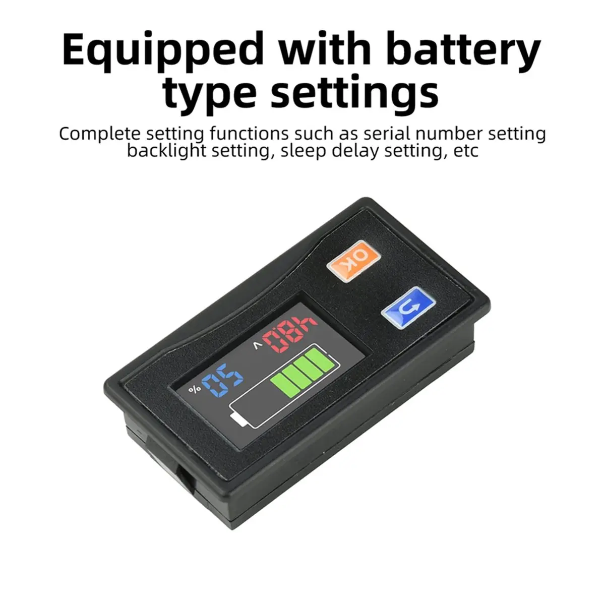 update. LCD Battery Level Indicator Custom Battery String Setting Voltage Capacity Display for Lead Acid Lithium Battery