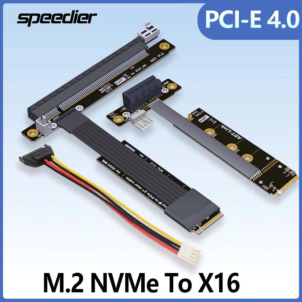 

PCI-E 4.0 M.2 NVMe To X16 Extender Gen4 3 Riser Adapter Jumper Mining Cable GTX RTX Graphics Video Card NVIDIA AMD GPU RTX3090