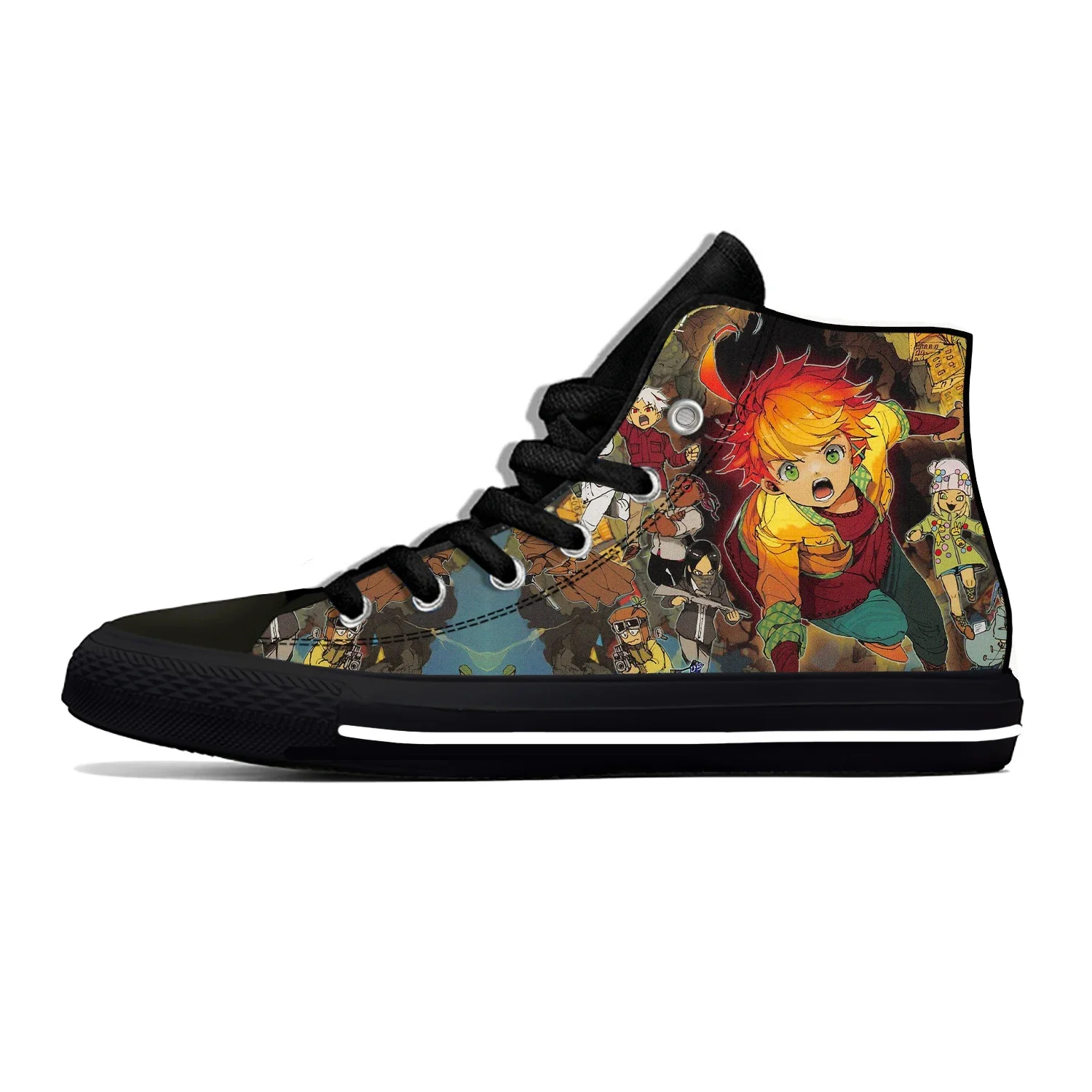 Chaussures en toile montantes légères pour hommes et femmes, baskets respirantes décontractées, design de nouveauté, The Promised Neverland Anime, mode