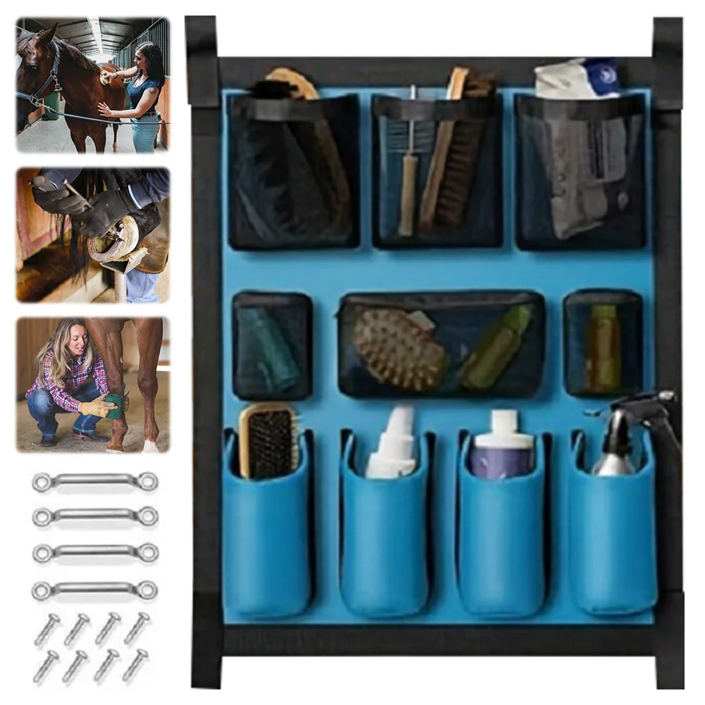حقيبة تخزين Horse Tack منظم مقطورة الحصان حقيبة تخزين كبيرة للتعليق (أزرق)