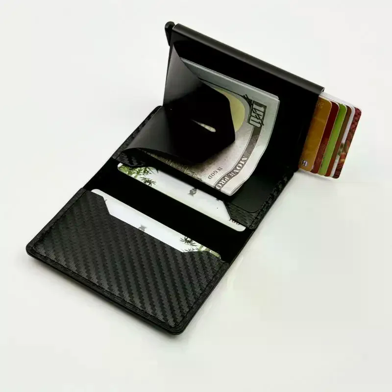 Rfid Aluminum Men Wallet Card Holders Purse Carbon Fiber Men Business Wallet Credit Cardholder Case Note Holder