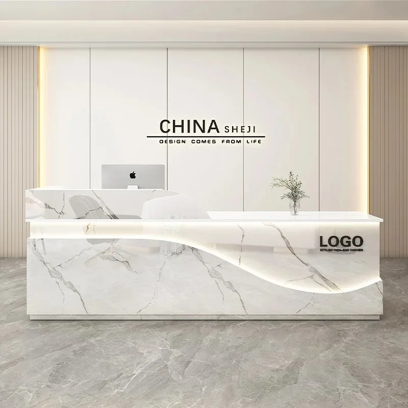 Modern Luxury Beauty Salon Reception Desk Cashier Counter Office Bar Commercial Furniture